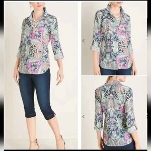 NWT Chicos Majestic Floral Blouse ~sz 1 or Medium